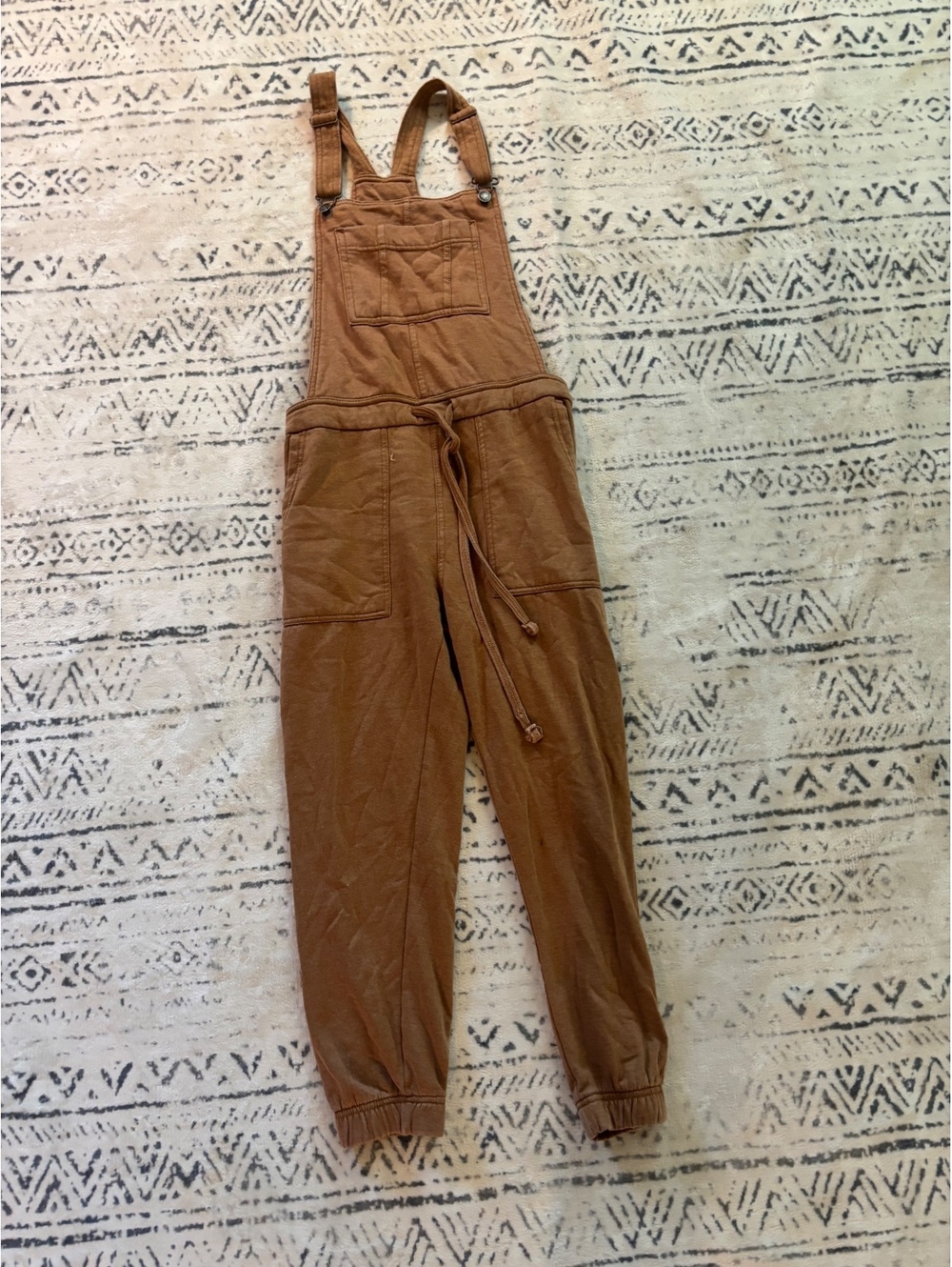 FLOWER Brown Overalls with Adjustable Straps and Drawstring Waist Size S
